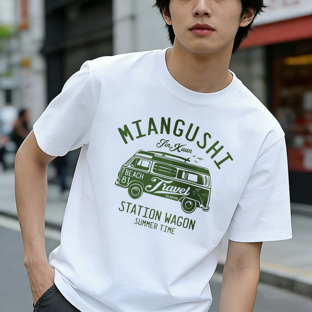 樂天商城 - Tシャツ メンズ 半袖 100％コットン ミアンゴシステーションワゴン旅行 夏 グラフィックプリント おもしろいTシャツ カジュアルTシャツ ティーシャツ 春 夏 男子 中学生 通気性 速乾 吸汗発散 丸首 アウトドア ストレッチ ギフト プレゼント