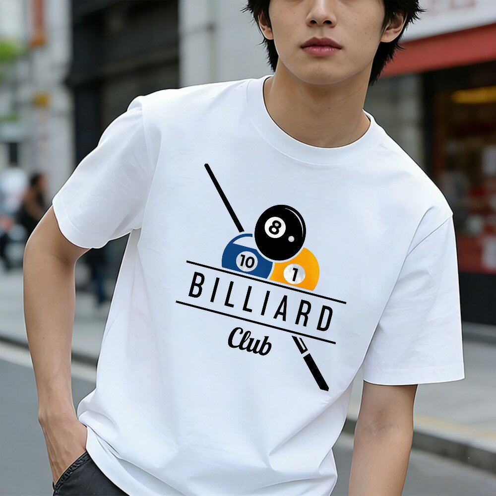 樂天商城 - Tシャツ メンズ 半袖 100％コットン ビリヤードのボール キュー エイト 撞球 グラフィックプリント おもしろいTシャツ カジュアルTシャツ ティーシャツ 春 夏 男子 中学生 通気性 速乾 吸汗発散 丸首 アウトドア ストレッチ ギフト プレゼント