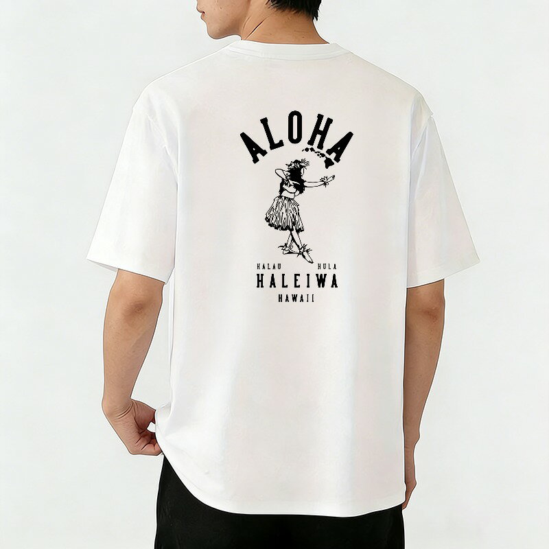 Rakuten - Tシャツ メンズ 半袖 バックプリントtシャツ アロハフラダンサー ハワイプリント フィッシュデザイン グラフィックプリント ティーシャツ 綿 春 夏 男子 中学生 通気性 速乾 吸汗発散 丸首 ストレッチ ギフト プレゼント
