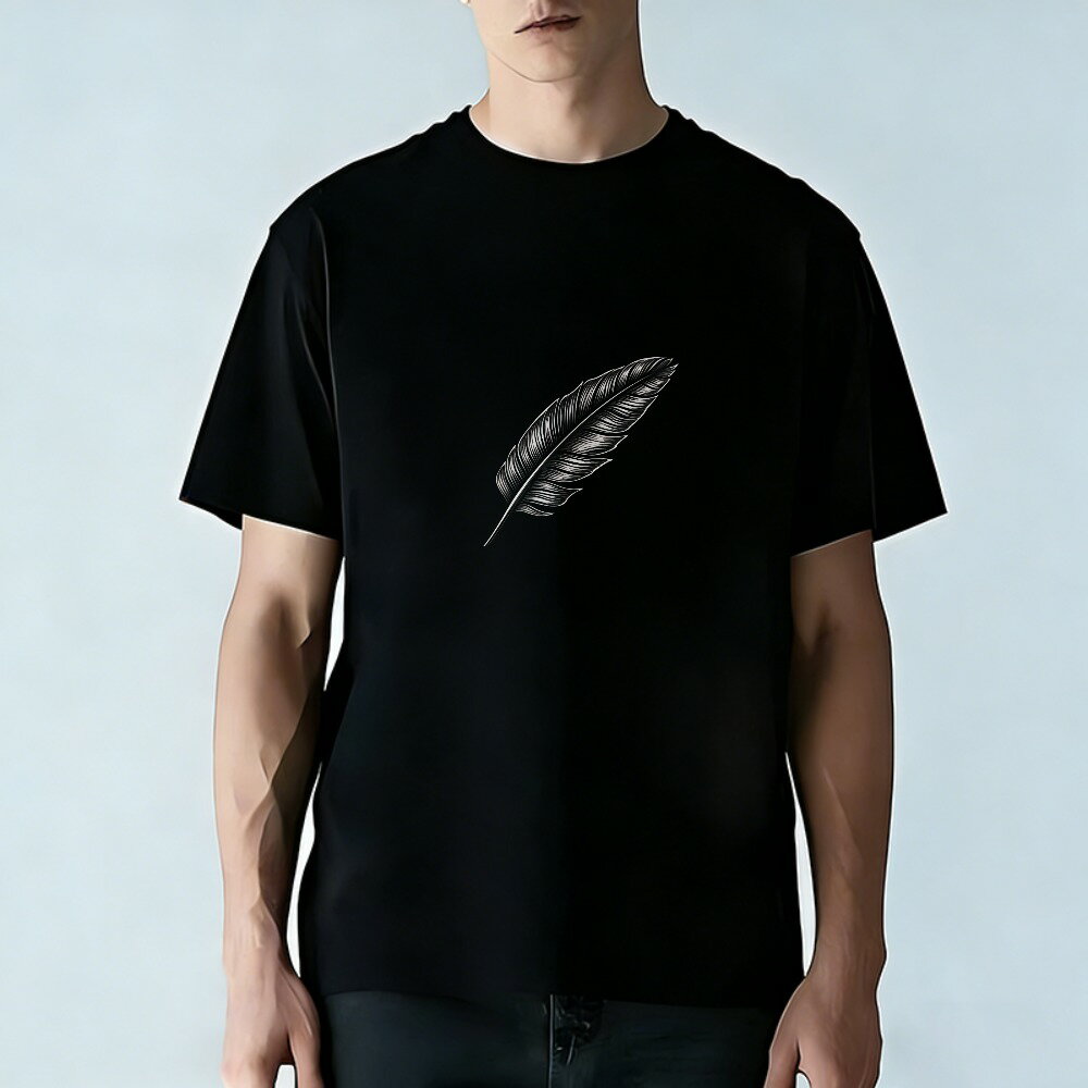 樂天商城 - Tシャツ メンズ 半袖 100％コットン 羽の模様プリントデザインアート 羽柄 グラフィックプリント おもしろいTシャツ カジュアルTシャツ ティーシャツ 春 夏 男子 中学生 通気性 速乾 吸汗発散 丸首 アウトドア ストレッチ ギフト プレゼント