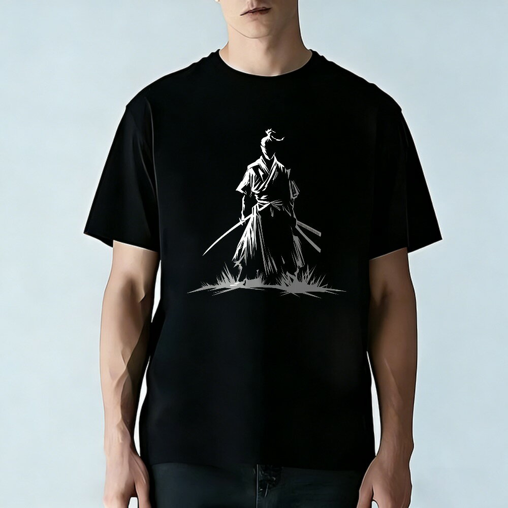 樂天商城 - Tシャツ メンズ 半袖 100％コットン 刀を持った侍 侍柄 サムライ グラフィックプリント おもしろいTシャツ カジュアルTシャツ ティーシャツ 春 夏 男子 中学生 通気性 速乾 吸汗発散 丸首 アウトドア ストレッチ ギフト プレゼント