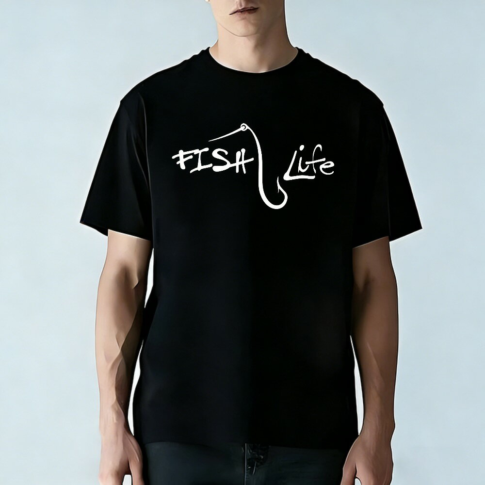 樂天商城 - Tシャツ メンズ 半袖 100％コットン 釣り愛好家 魚のライフフックデザインプリント グラフィックプリント おもしろいTシャツ カジュアルTシャツ ティーシャツ 春 夏 男子 中学生 通気性 速乾 吸汗発散 丸首 アウトドア ストレッチ ギフト プレゼント