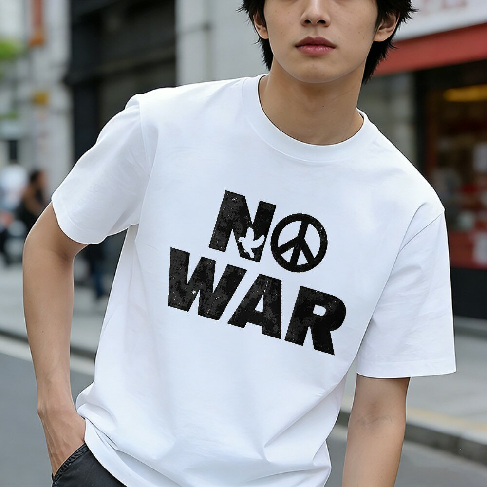 樂天商城 - Tシャツ メンズ 半袖 100％コットン 反戦Tシャツ 戦争反対 和平シンボル グラフィックプリント おもしろいTシャツ カジュアルTシャツ ティーシャツ 春 夏 男子 中学生 通気性 速乾 吸汗発散 丸首 アウトドア ストレッチ ギフト プレゼント