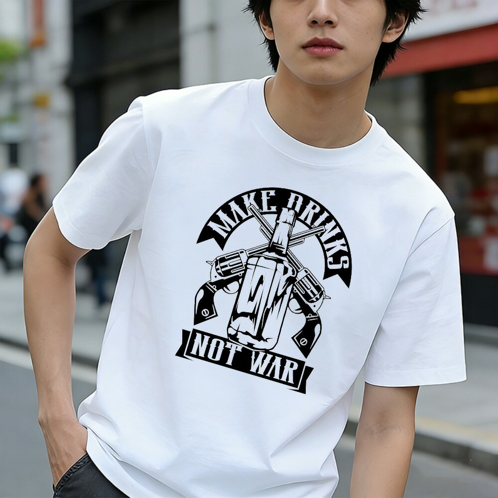 Rakuten - Tシャツ メンズ 半袖 100％コットン 反戦Tシャツ 戦争反対 和平シンボル 平和は爽やかだ グラフィックプリント おもしろいTシャツ カジュアルTシャツ ティーシャツ 春 夏 男子 中学生 通気性 速乾 吸汗発散 丸首 アウトドア ストレッチ ギフト プレゼント