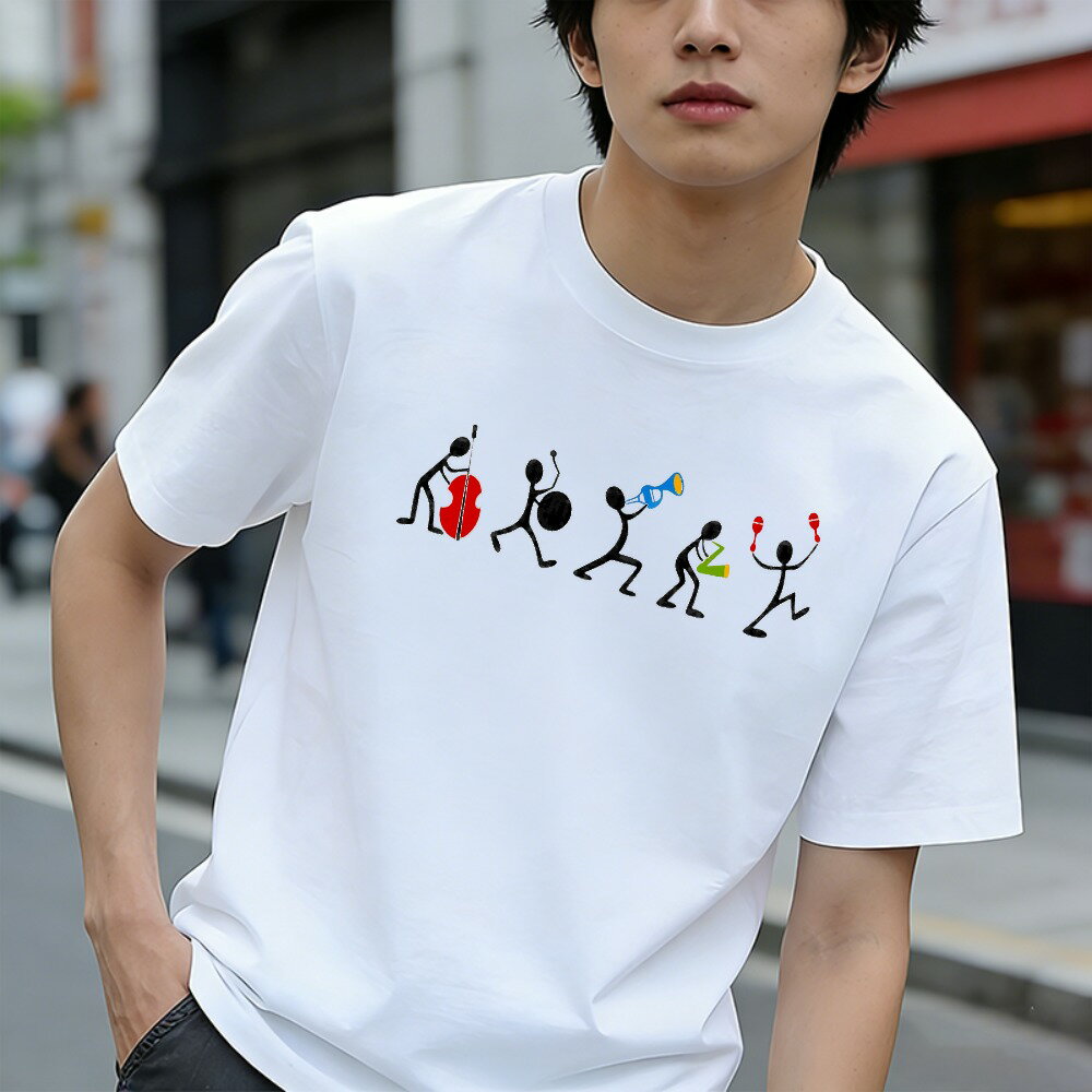 Rakuten - Tシャツ メンズ 半袖 100％コットン おもしろTシャツ 楽隊 楽団 バンド グラフィックプリント おもしろいTシャツ カジュアルTシャツ ティーシャツ 春 夏 男子 中学生 通気性 速乾 吸汗発散 丸首 アウトドア ストレッチ ギフト プレゼント