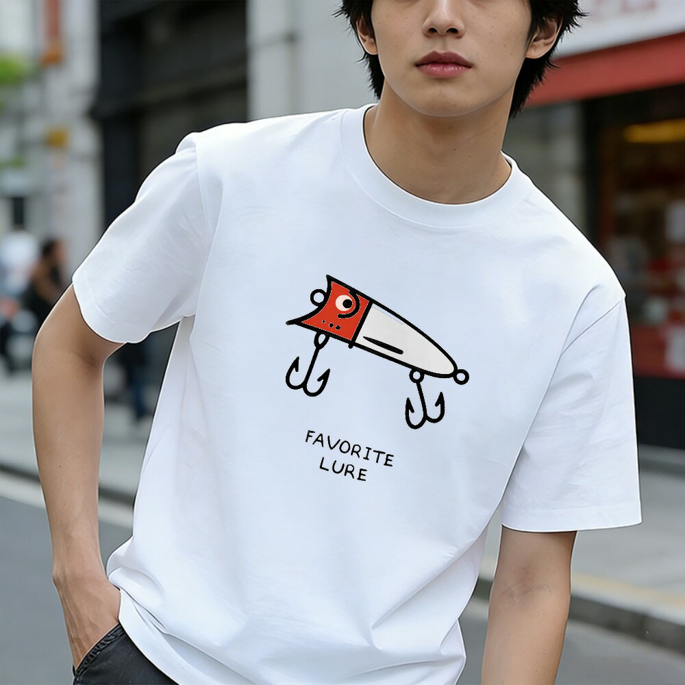 樂天商城 - Tシャツ メンズ 半袖 100％コットン お気に入りのルアー釣りフックデザイン グラフィックプリント おもしろいTシャツ カジュアルTシャツ ティーシャツ 春 夏 男子 中学生 通気性 速乾 吸汗発散 丸首 アウトドア ストレッチ ギフト プレゼント