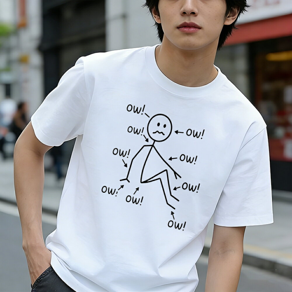 樂天商城 - Tシャツ メンズ 半袖 100％コットン 棒人形と「オウ！」の叫び グラフィックプリント おもしろいTシャツ カジュアルTシャツ ティーシャツ 春 夏 男子 中学生 通気性 速乾 吸汗発散 丸首 アウトドア ストレッチ ギフト プレゼント
