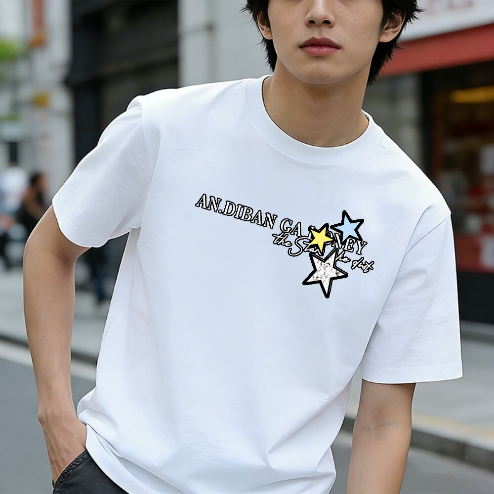 樂天商城 - Tシャツ メンズ 半袖 100％コットン アンドイバン・ギャラクシー 星 ほし柄 グラフィックプリント おもしろいTシャツ カジュアルTシャツ ティーシャツ 春 夏 男子 中学生 通気性 速乾 吸汗発散 丸首 アウトドア ストレッチ ギフト プレゼント