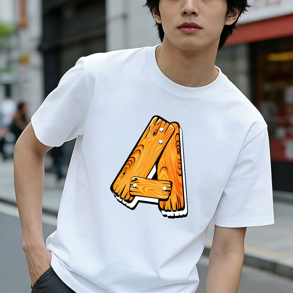 樂天商城 - Tシャツ メンズ 半袖 100％コットン 木製の文字Aデザイン グラフィックプリント おもしろいTシャツ カジュアルTシャツ ティーシャツ 春 夏 男子 中学生 通気性 速乾 吸汗発散 丸首 アウトドア ストレッチ ギフト プレゼント