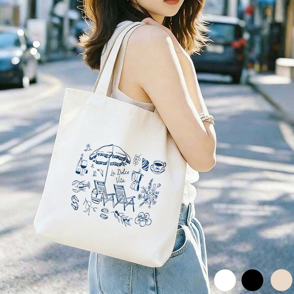 樂天商城 - 「送料無料」ハンドバッグ トートバッグ レディース ディナー・ヴィータ パターンプリント 片面/両面プリント 可愛い 女の子 女性 ズックのかばん 大容量 トート バッグ マザーズバッグ 肩掛け 手提げ 買い物 旅行 仕事 ビーチ 通勤 通学 母の日 プレゼント