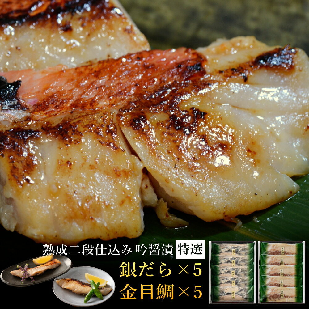 お中元 送料無料 ギフト 魚介 西京漬け [銀だら5切・金目鯛5切] 高級 吟醤漬特選詰め合わせ 送料無料のサムネイル