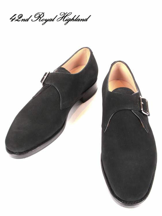 国内正規品 42ND ROYAL HIGHLAND NAVY COLLECTION フォーティーセカンドロイヤルハイランド ネイビーコレクション シングルモンクストラップ スエードレザー ハーフラバー ドレスシューズ 紳士靴 革靴 ビジネス CH9104SH-01 BLACK ブラック