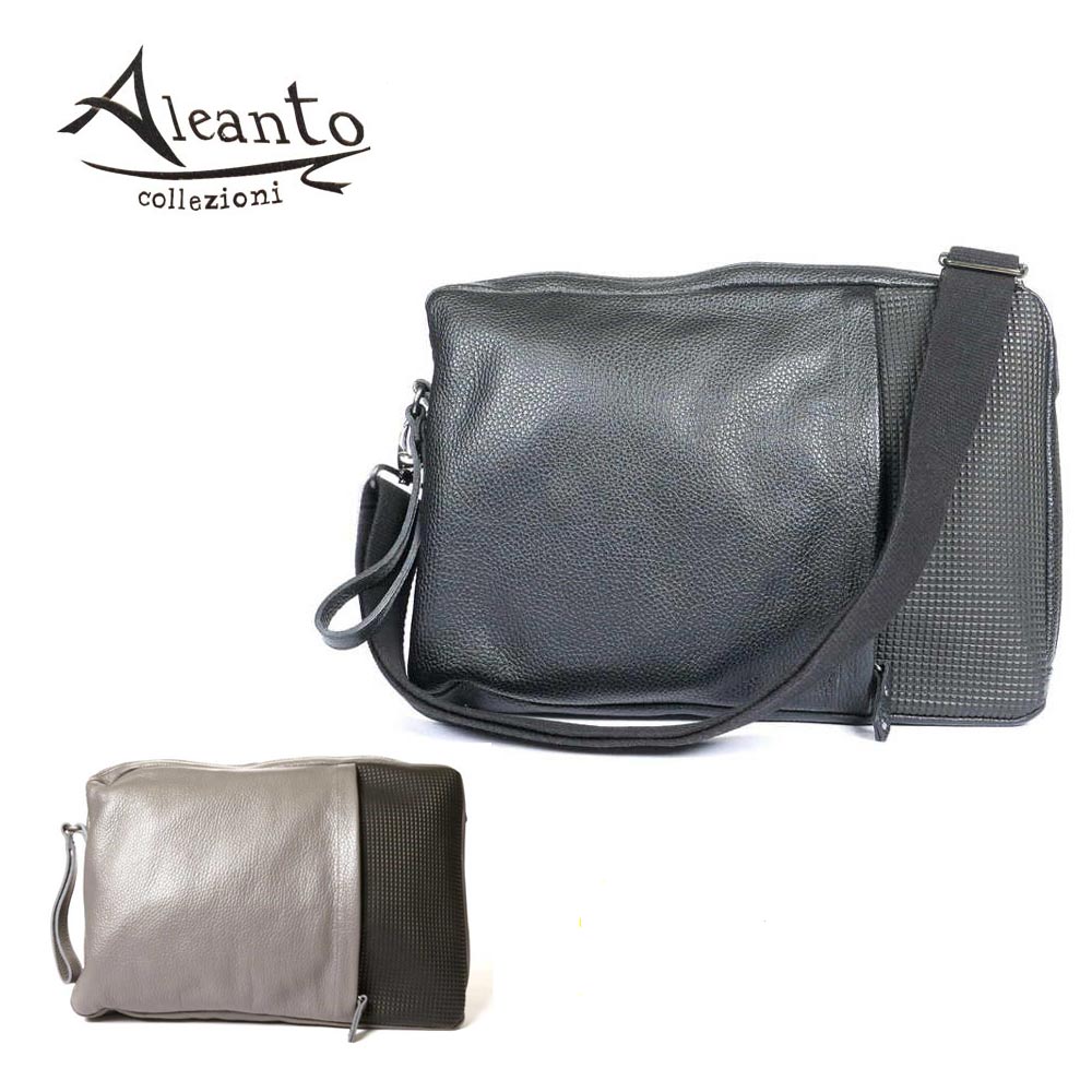 楽天un passo AVANTI【40％OFFセール】ALEANTO Collezioni アレアント コレツィオーニ レザー ショルダーバッグ 本革 3way al7563 ブラック グレー イタリア製 国内正規品