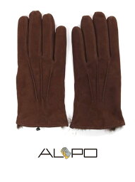 アルポ　手袋（メンズ） 【10%OFFセール】国内正規品 ALPO アルポ スエードグローブ ダークブラウン 手袋 メンズ AP182UA SUEDE LAPIN TABACCO 裏地ラピッドファー