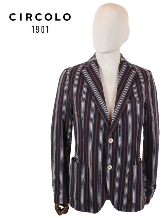 【30%OFFセール】国内正規品 CIRCOLO1901 チルコロ1901 2B シングルテーラードジャケット アイビーストライプ ジャージー 0104-258913 ネイビー
