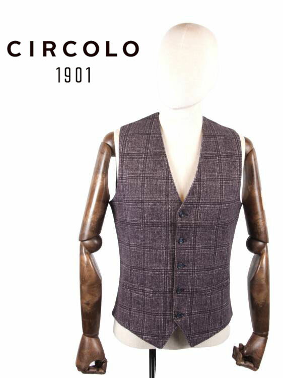 【40%OFFセール】 国内正規品 CIRCOLO1901 チルコロ1901 5Bチェック プリントジレ・ベスト ジャージー 9204G243829 NOTT 紫系