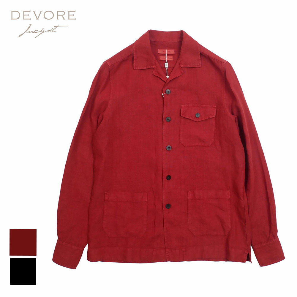 Rakuten - 【セール】DEVORE Incipit デヴォレ・インチピット リネンシャツブルゾン dvg4-li039 46 48 50 52 tc703red tc001black