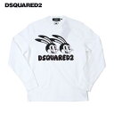 DSQUARED2 ディースクエアード メンズ ツインズラビット プリント 長袖Tシャツ カットソー クルーネック s74gd1143 ホワイト 国内正規品