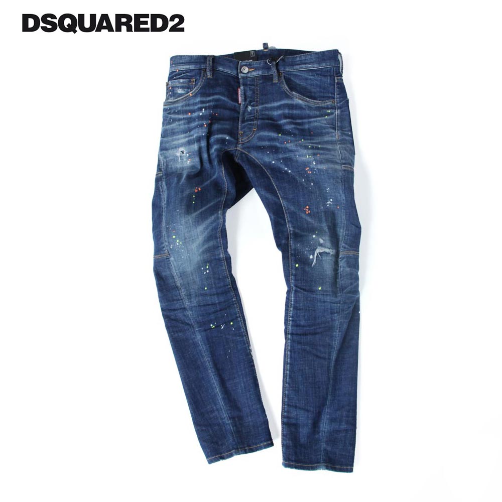 DSQUARED2 ディースクエアード メンズ デニムパンツ TIDY BIKER JEAN バイカー デニム テーパード スリム ヴィンテージ加工 s74lb1310 インディゴ 国内正規品