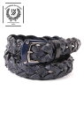【20%OFFセール】国内正規品 FATTORIAdelCUOIO ファットリアデルクオーイオ レザーメッシュベルト MOD.073 NAVY ネイビー