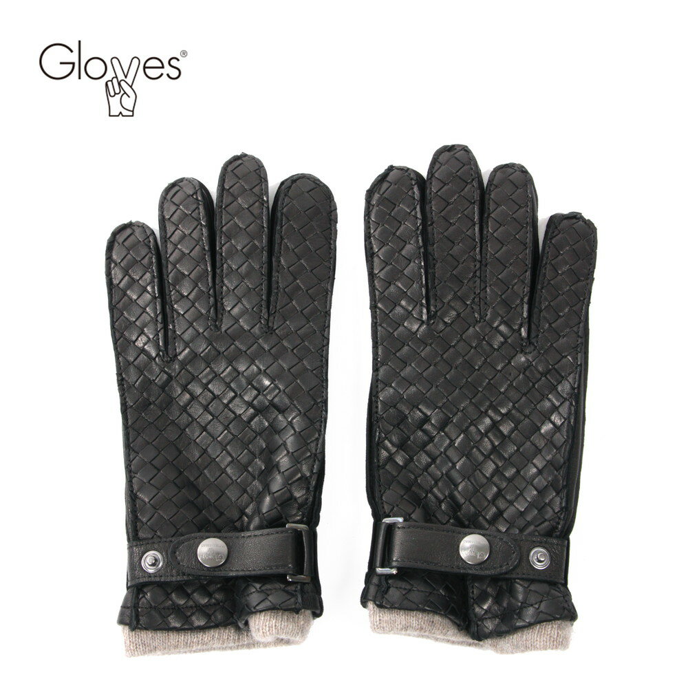 グローブス　手袋（メンズ） 【10%OFFセール】Gloves グローブス メンズ レザー 本革 グローブ イントレチャート カシミア混 ライニング付き ca741 ブラック 国内正規品