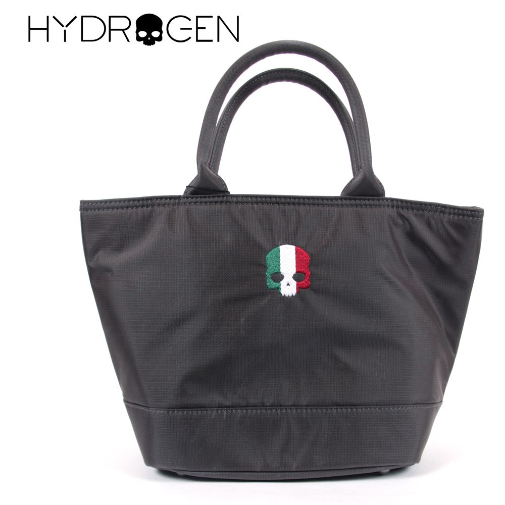 HYDROGEN BAG ハイドロゲンバッグ スカル刺繍 イタリア ロゴ ファスナーつき ミニトートバッグ 482-30089021 グレー 国内正規品