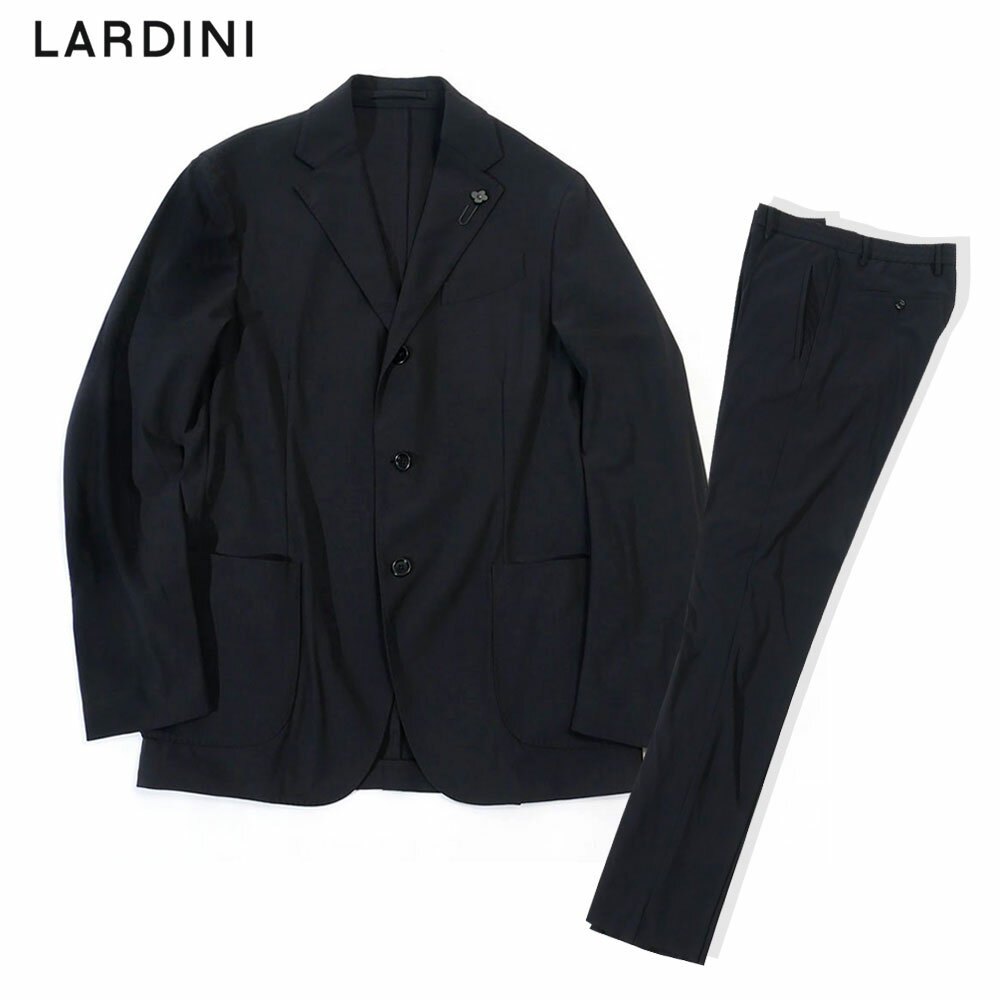 LARDINI ラルディーニ メンズ ストレッチ セットアップ スーツ テーラードジャケット スラックス ロングパンツ ブラック ブランド ビジネス 3216-...