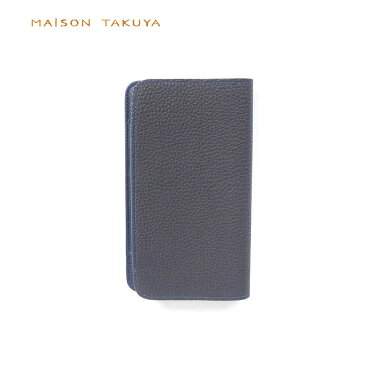 MAISON TAKUYA メゾンタクヤ iPhone12 12PRO ケース Combo Case German Shrunken Calf×Lamb Black×Azure 手帳型 スマホケース 本革 icb12pgs11lm03n246 ネイビー 国内正規品