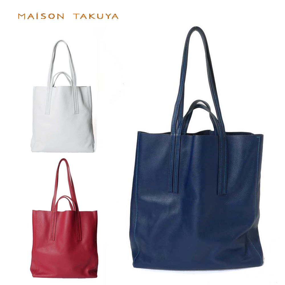 MAISON TAKUYA ]^N _unh g[gobN Double Handle Tote Bag Y jZbNX Soft Calf {v A4 Ki