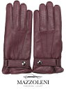 【30%OFFセール】国内正規品 MAZZOLENI マッツォレーニ ボタン付きグローブ ワインレッド 394 手袋 鹿革 カシミア