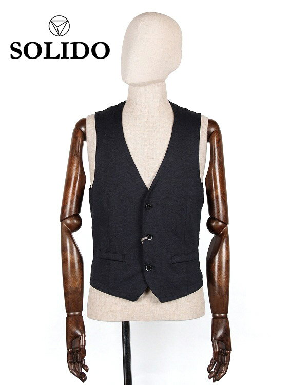 【SALE 返品交換不可】【80%OFF セール】国内正規品 SOLIDO ソリード OLIVO 度詰め天竺 3B ジレ ベスト ネイビー MSL17S443 コットン 3つボタン