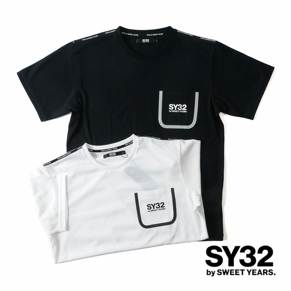 【20 OFFセール】SY32 by SWEET YEARS エスワイ サーティトゥ バイ スウィートイヤーズ メンズ ポケット プリント Tシャツ 半袖 カットソー ホワイト ブラック DESIGN POCKET TEE 13045 M L XL XXL 国内正規品