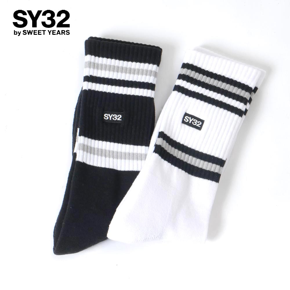 SY32 by SWEET YEARS GXC T[eBgD oC XEB[gC[Y WAPPEN LOGO LINE LONG SOX by S C \bNX O 13085 zCg ubN Ki