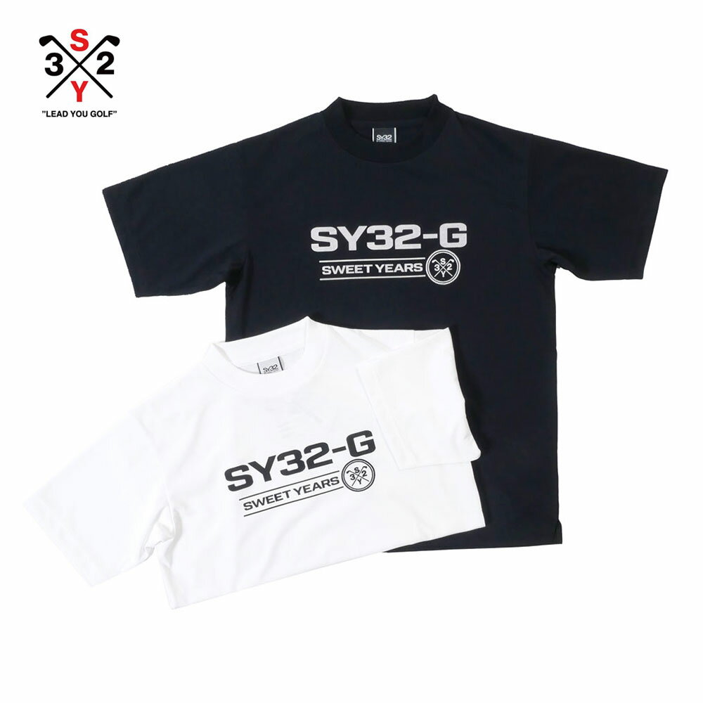 SY32 by SWEET YEARS GOLF エスワイ32バイスウィートイヤーズ ゴルフ ウエア メンズ モックネック 半袖 Tシャツ カットソー ホワイト ブラック syg-24sabs30 2024SS 国内正規品