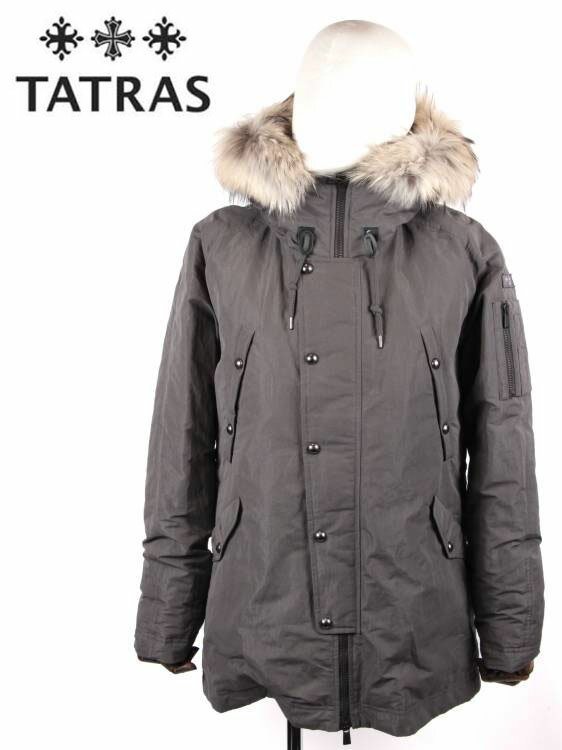 【30%OFFセール】【国内正規品】TATRAS タトラス Rライン MEKOKG ミリタリーダウンコート ポーランドラクーンファー ブランドロゴ入りスナップボタン MTA20A4622 C.GRAY チャコールグレー