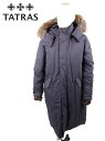 国内正規品 TATRAS タトラス SEPIK ナイロン ロングダウンコート ポーランドラクーンファー フード取り外し可能 インナーリブ袖 MTK20A4204 NAVY ネイビー