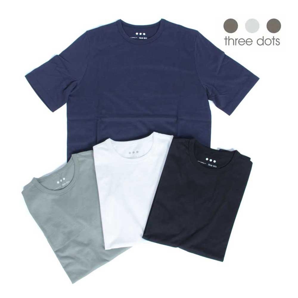 THREE DOTS スリードッツ メンズ new james ニューサンデッドジャージー 半袖 カットソー ラウンドネック クルーネック Tシャツ bn1c-6..