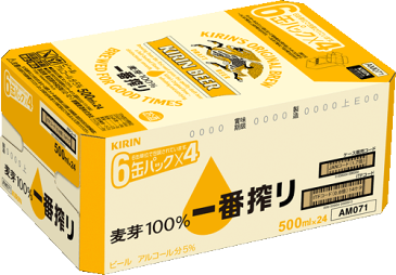 【P】キリン　一番搾り　500ml　6缶×4 (1ケース：24本)