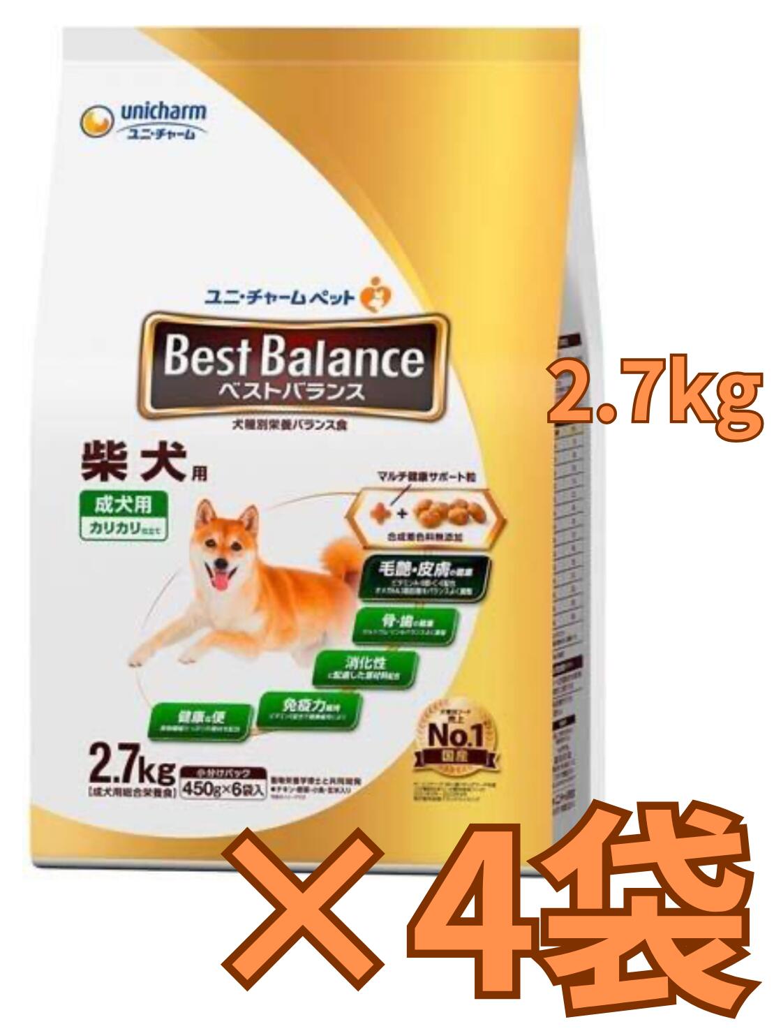 Rakuten - 【ケース販売4袋・送料無料】ベストバランス カリカリ仕立て 柴犬用 2.7kg×4袋