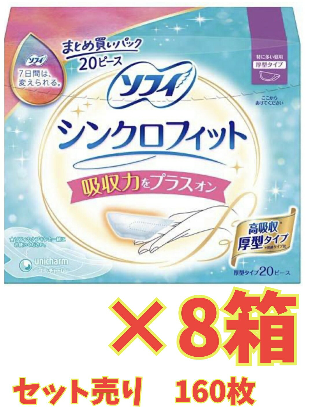 【★お得な8箱セット・送料無料】ソフィ シンクロフィット特に多い昼用 20ピース×8箱