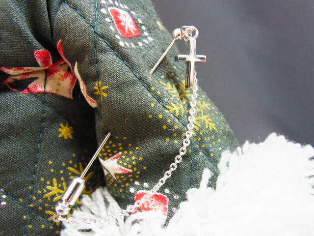 シルバー クロス チェーン ラペル ピン SILVER925