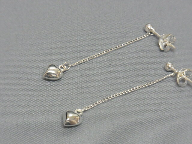 シルバー ハート チェーン ピアス SILVER925たて 6mm × よこ 6mm