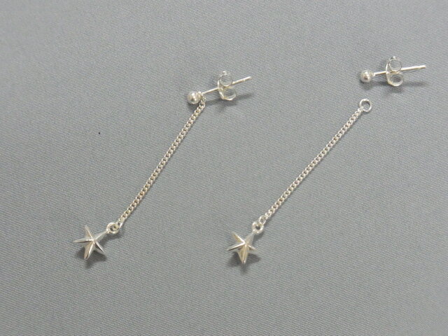 Rakuten - シルバー スター チェーン　ピアス　SILVER 925たて 6mm × よこ 6mm
