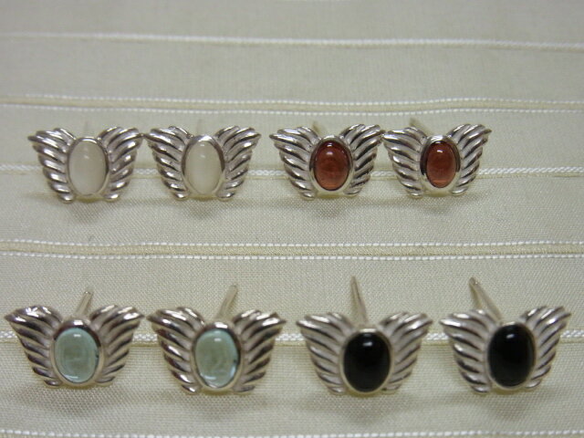 Tourmaline - シルバー 天然石 ウィング アイズ ピアス SILVER925