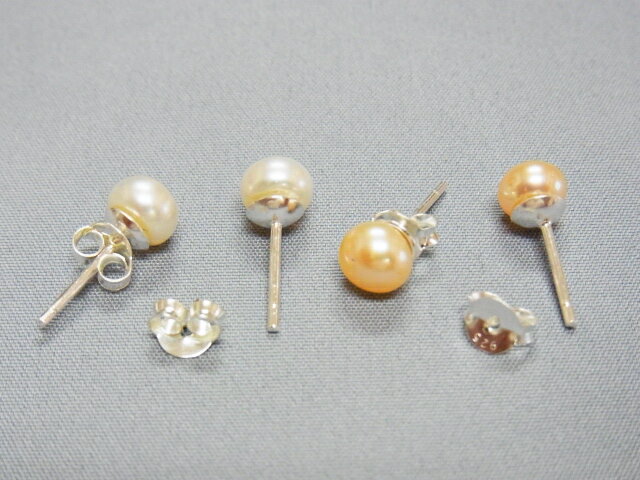 Amethyst - シルバー 6mm 淡水パール ピアス SILVER925