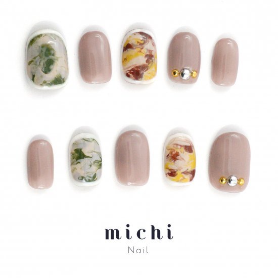 陶器ネイル(withグレージュ) michinail ネイルチップ ミチネイル ネイル つけ爪 ハンドメイドネイル シ..