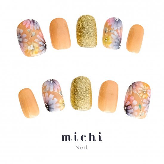 メモリアルブーケネイル michinail ネイルチップ ミチネイル ネイル つけ爪 ハンドメイドネイル ショートネイル ニュアンスネイル ブライダルネイル 成人式ネイル
