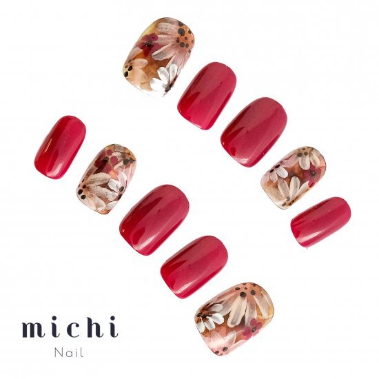 オリジナルTシャツのUp-Tのアンティークフラワーネイル michinail ネイルチップ ミチネイル ネイル つけ爪 ハンドメイドネイル ショートネイル ニュアンスネイル ブライダルネイル 成人式ネイル｜アングル3