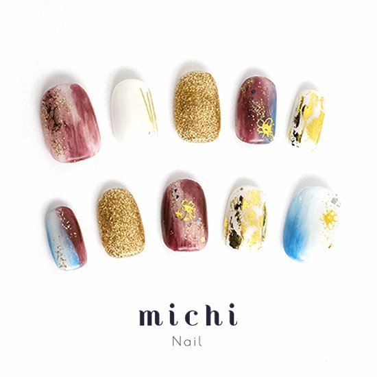 ニュアンスネイル(和) michinail ネイルチップ ミチネイル ネイル つけ爪 ハンドメイドネイル ショートネイル ニュアンスネイル ブライダルネイル 成人式ネイル