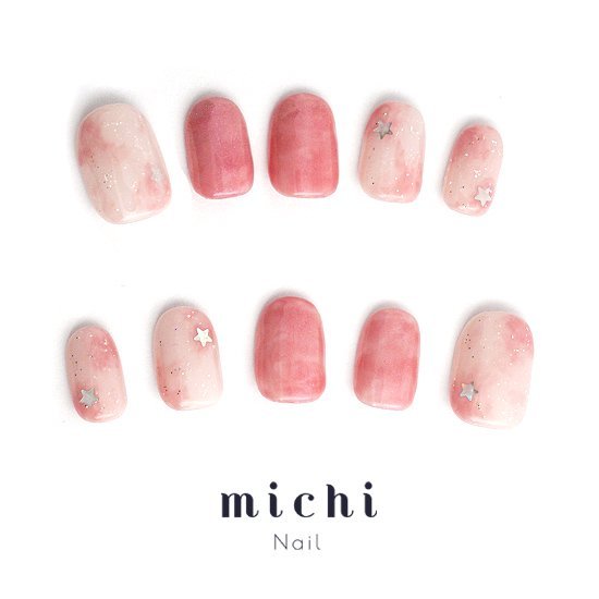 きらきらマーブルネイル michinail ネイルチップ ミチネイル ネイル つけ爪 ハンドメイドネイル ショートネイル ニュアンスネイル ブライダルネイル 成人式ネイル